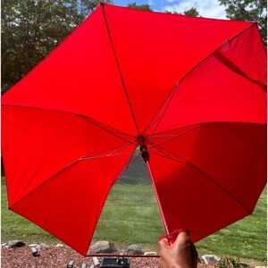 NWT Hard to Find Automatic Red Rainkist Folding Umbrella with Single Clear Panel
